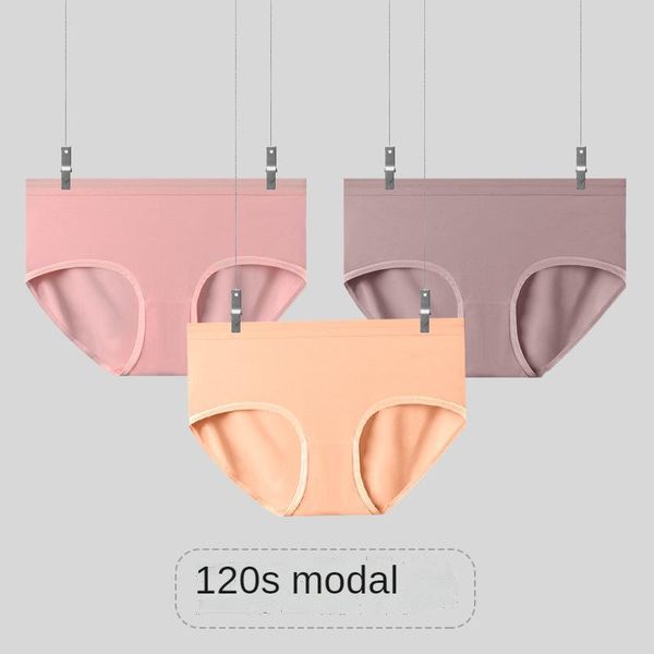 

women's panties 120s modal underwear large size mid-waist men's briefs breathable comfortable, Black;pink