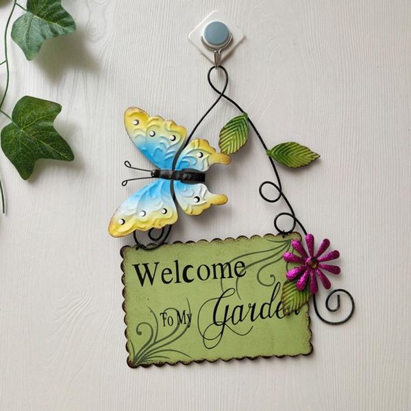 

garden decorations q9qf vintage metal hanging sign with colorful flower butterfly leaf spring wall art decoration plaque yard patio porch