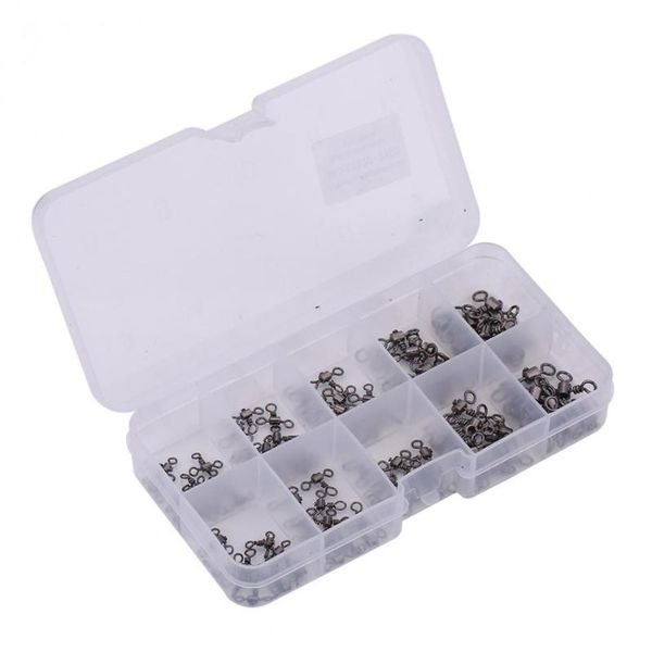 

100pcs/lot 5 sizes barrel -line rolling swivels fishing 3 way ball bearing quick change accessories hooks