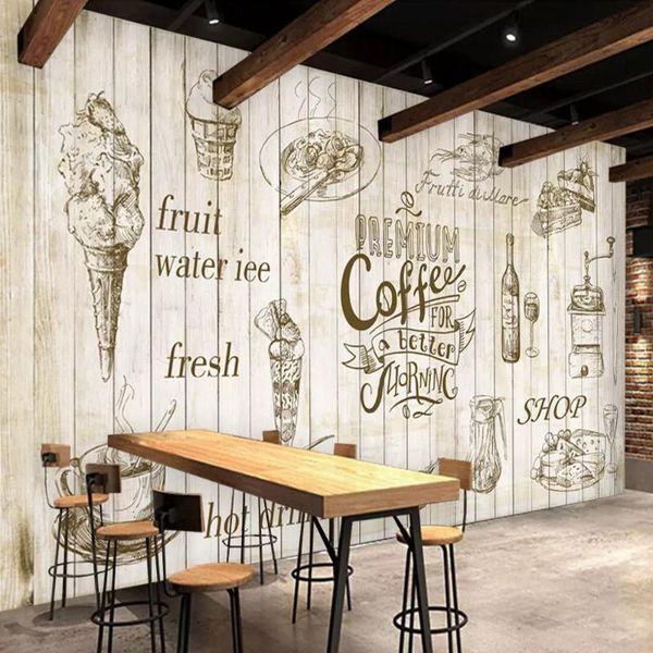 

wallpapers drop custom wallpaper mural hand drawn coffee house cafe bar tea shop europe and american style wall painting deco