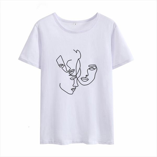 

simple stick figure people women avatars printed o neck short sleeve, White
