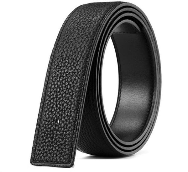 

belts 3.8cm no buckle belt brand h men male genuine real leather strap forjeans litchi grain cinturones hombre, Black;brown