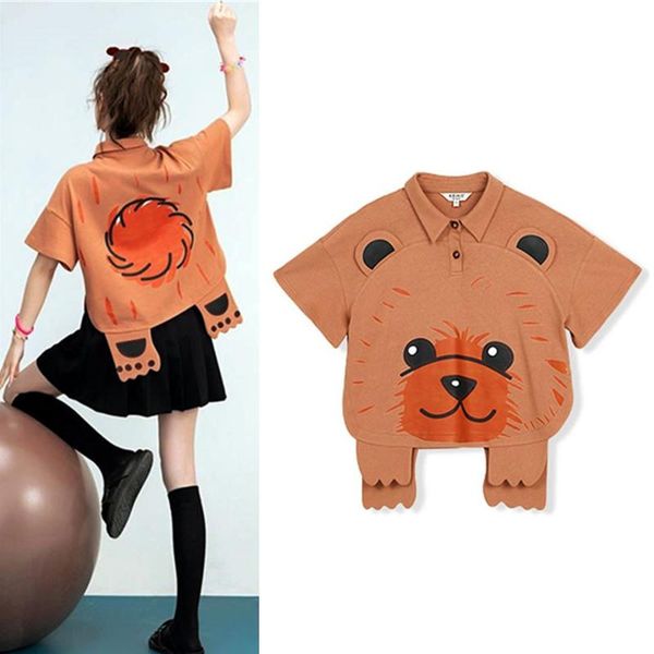 

women's t-shirt sweet style casual summer t-shirts women short sleeve bear cartoon print t shirt kawaii ladies clothes tees sy169, White