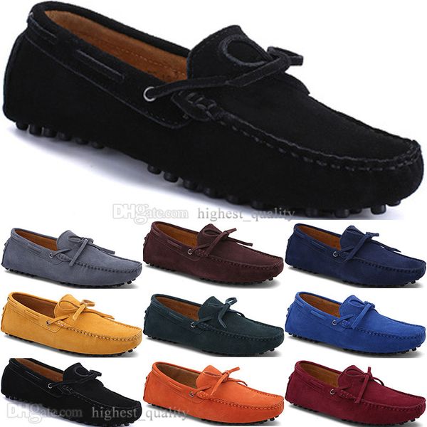 220 New Fashion mens Scarpe casual in pelle Stile britannico primavera Coppia Genuine Peas Scrub uomo Drive Lazy man soprascarpe outdoor confortevole traspirante nero giallo