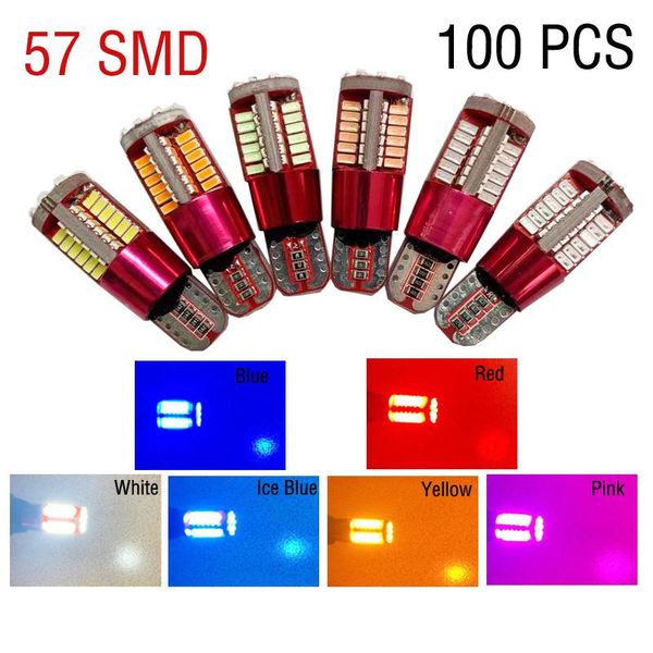 

emergency lights 100pcs car t10led 192 w5w super bright 57smd canbusno error marker auto wedge clearance bulb parking lamps side light