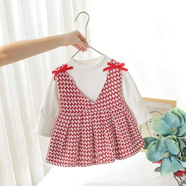 

girl's dresses menoea baby girl winter clothes infant princess costumes 2021 fall born lovely bow elegant christmas party dress, Red;yellow