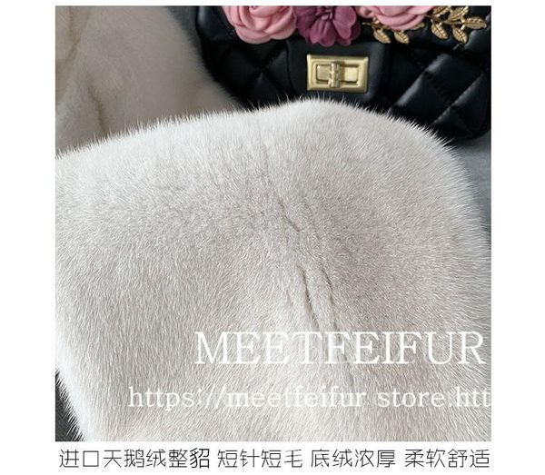 

women's fur & faux 2021 imported velvet v-neck whole female mink stylish ladies short beaded coat from haining for winter, Black