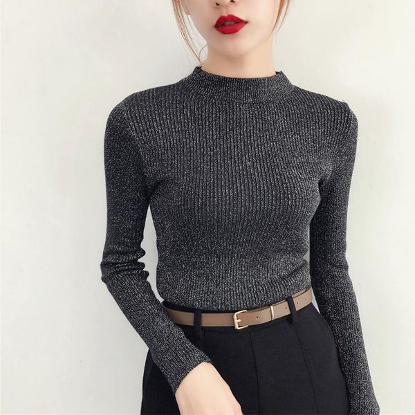 

women's sweaters autumn winter knitted basic sweater women 2021 slim pullovers jumpers korean style turtleneck casual femme sueter fem, White;black