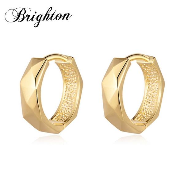 

hoop & huggie circle metal earrings for women copper round light yellow party ear minimalist jewelry boucle d'oreille femme 2021, Golden;silver