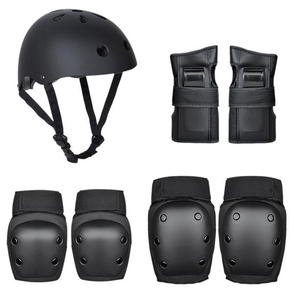 

kids bike helmet sport protective gear set knee elbow wrist pads for roller skating skateboard scooter cycling &, Black;gray