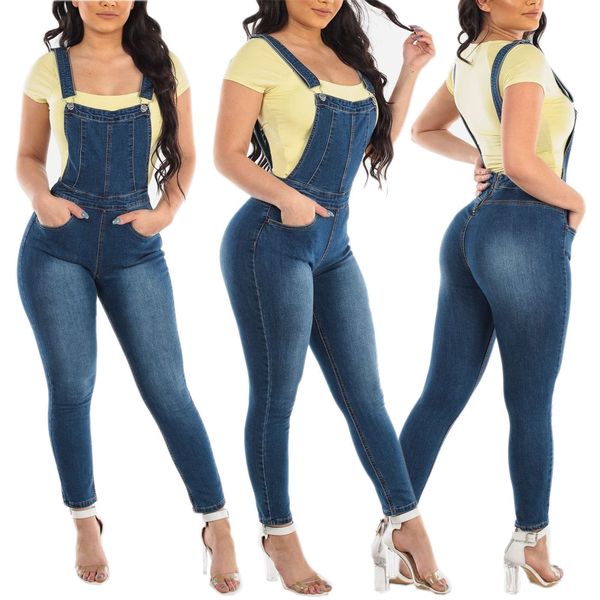 

women's jeans 8701 strapless slim fitting denim jumpsuit jzgb, Blue