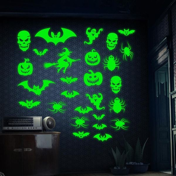 

wall stickers luminous bat pumpkin bedroom kids rooms decor decals halloween decorations for home glow in the dark