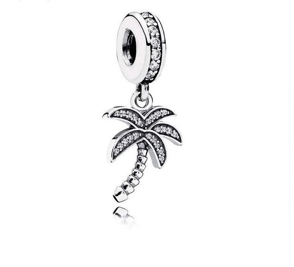 

fits pandora bracelets 20pcs palm tree crystal dangle clear cz charms fits pandora charms bracelet crystal beads for jewelry making 925 ster, Black