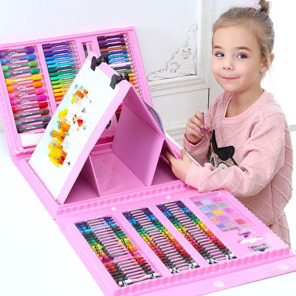 

colorful kid draw set colored pencil crayon watercolors pens with drawing board drawing set toy school supplies kid gifts