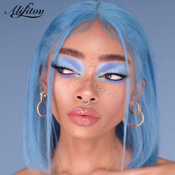 

blue lace front wigs short bob human hair brazilian remy with baby, Black;brown