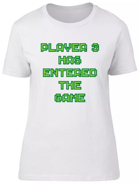 

player 3 has entered the game ladies womens fitted t-shirt, White;black