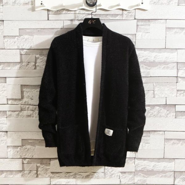 

autumn and winter cardigan jacket loose sweater mink veet coat men's korean fashion wear clothes, White;black