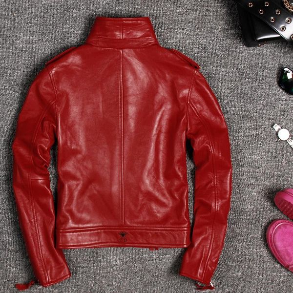 

women's leather & faux genuine winter jacket women real sheepskin coat female biker montone jackets vintage korean clothes hiver 288288, Black