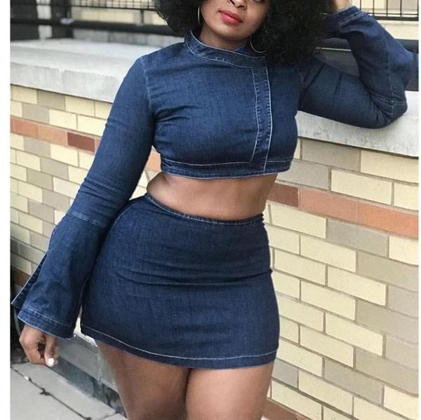 

two piece dress denim set crop matching sets outfits clothing shorts women 2, White