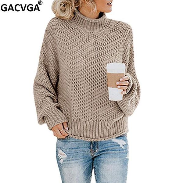 

women's sweaters gacvga pullovers knitted turtleneck sweater women autumn winter fashion clothes large size long sleeve loose casual f, White;black
