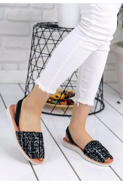 

sandals women black velvet silvery