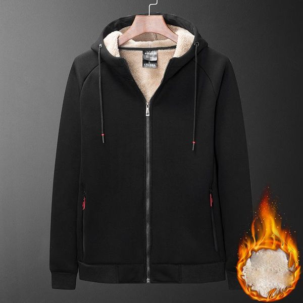 

men's hoodies & sweatshirts plus 8xl 7xl 6xl xxxxxl winter fleece jacket men thick warm teddy coat sportwear tracksuit plush, Black