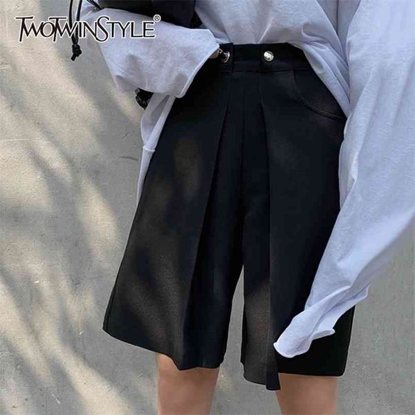 

casual loose women knee length pants high waist patchwork bead wide leg pant female clothes fashion summer 210521, Black;white