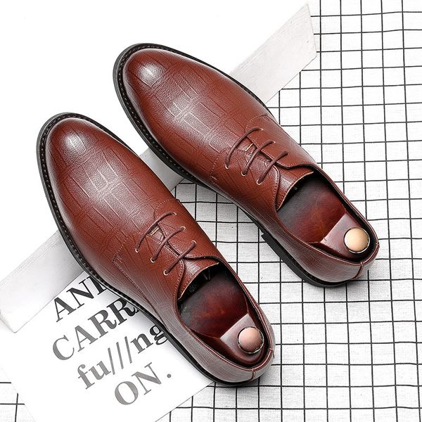 

men brown formal shoes pointed toe business leisure black office career trending zapatos male wedding dress party 38-44 zyd-3083