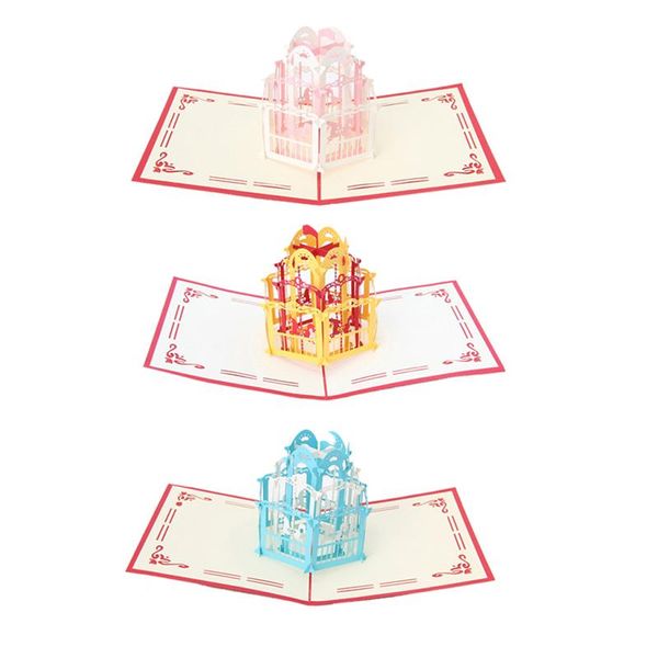 

greeting cards 3d carousel card up paper cut postcard birthday valentines gift