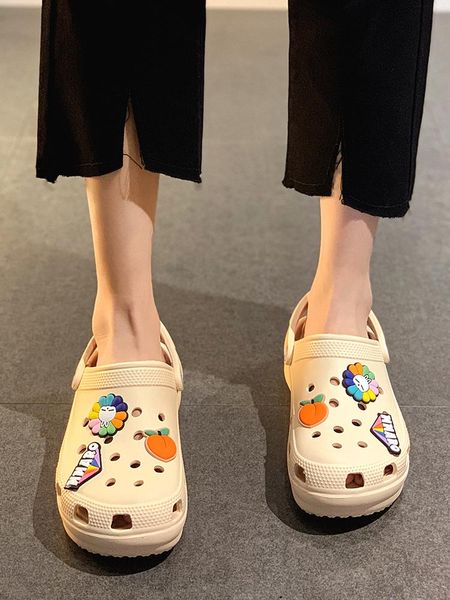 

slippers women's shoes outdoor 2021 fashion cute sponge cake thick-soled soft non-slip waterproof breathable hole, Black