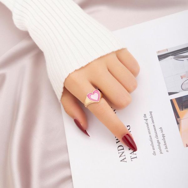 

wedding rings 2021 fashion double layer oil drop love ring street single item temperament for women jewelry party gift surprise, Slivery;golden