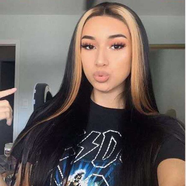 

wig straight wig medium dyed light brown hair soft natural long head cover female, Black