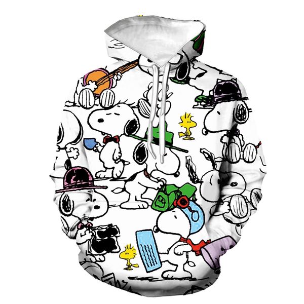 

men's hoodies snoopy 3d digital printing hooded oversized sweater, Black