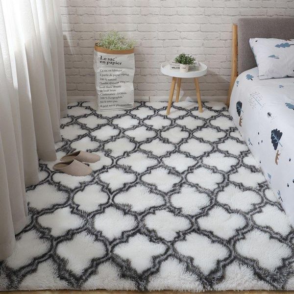

carpets geometric pattern shaggy kids room living bedside rugs soft fluffy plush mats rug for bedroom home decor