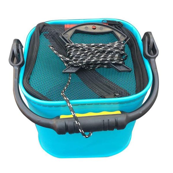 

water bucket with rope collapsible for camping/fishing (blue) fishing accessories