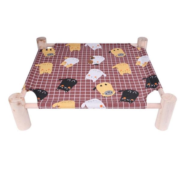 

cat beds & furniture pet camp bed solid wood canvas moisture-proof four-foot dog nest hammock removable and washable sleeping mat