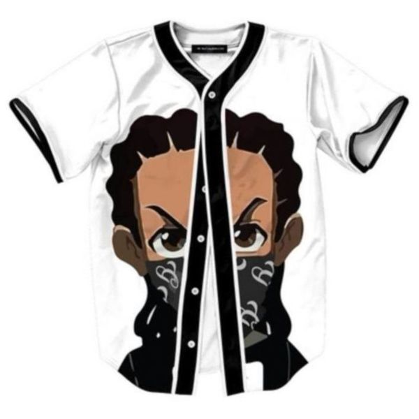 Maglia da baseball da uomo a righe a maniche corte Camicie da strada Camicia sportiva bianca nera UAV708