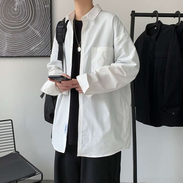 

men's casual shirts shirt men's long sleeve spring coat casual inside with korean fashion ruffian handsome brand inch clothes rkom, White;black