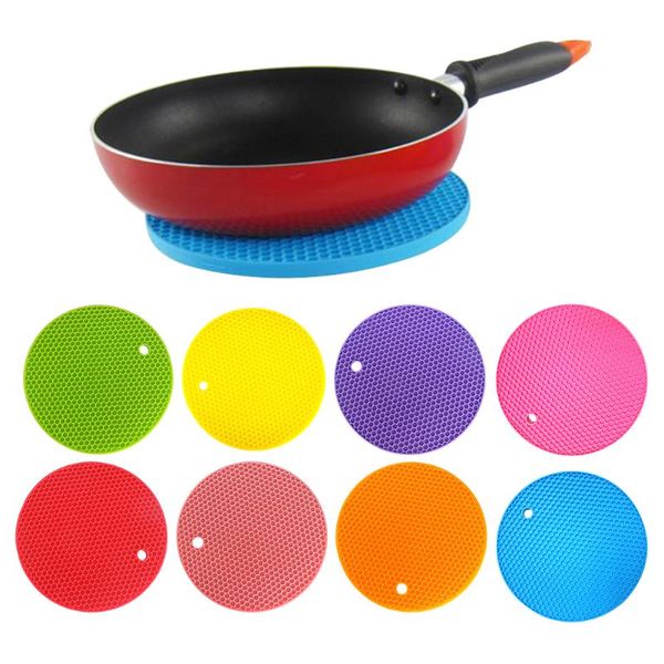 

mats & pads 1pcs multifunctional round heat resistant silicone mat cup coasters non-slip pot holder table placemat kitchen accessories tool