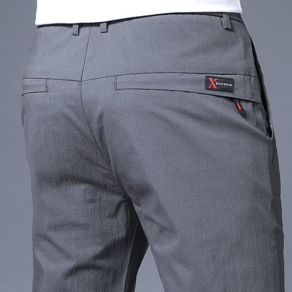 

men's pants business work office summer breathable striped non-iron high-quality fabric casual straight-leg long trousers, Black