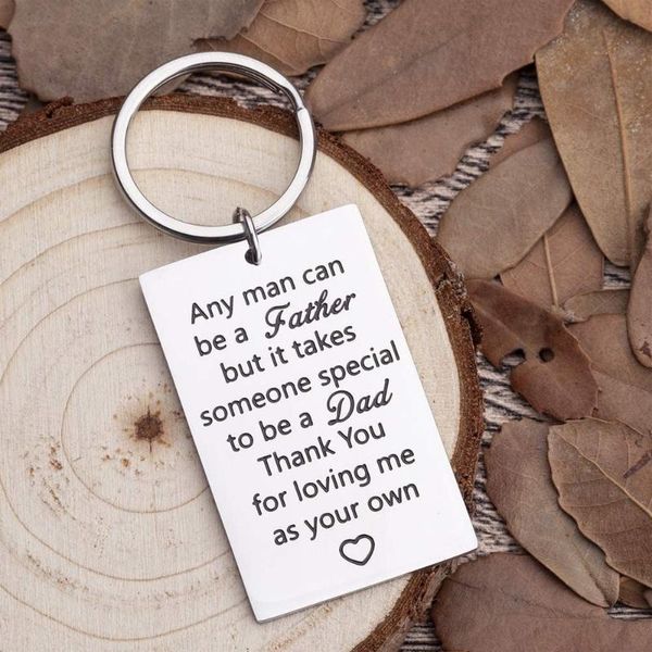 

keychains fathers day birthday key chain gifts for dad step keyring thank you loving me as your own wedding ring, Silver