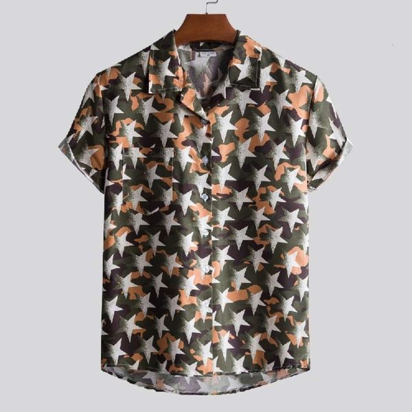

men's shirt men's summer suit collar short sleeve printed shirt xh45, White;black