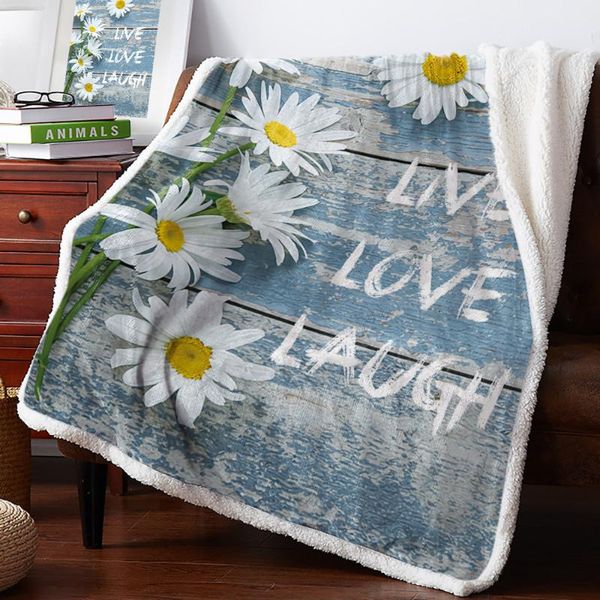 

blankets daisy flower wood texture print plush throw blanket sherpa fleece bedspread bedding picnic wool soft lamb