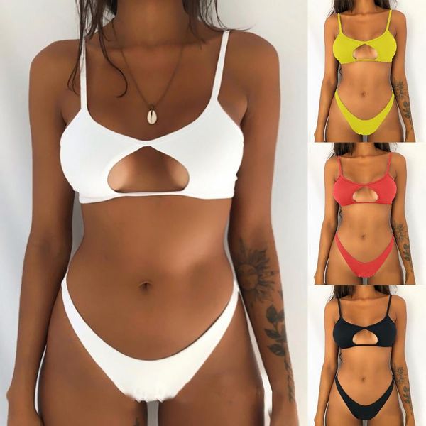 

one-piece suits daigelo 2021 bikini women swimwear swimsuit women's summer fashion solid color v-neck halter beach