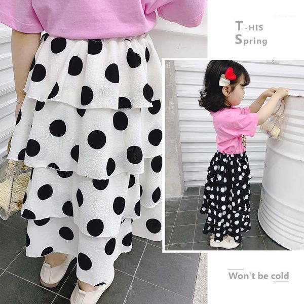 

skirts children 2021 girls half-length skirt with high waist baby kids dot points cake toddler casual layers princess1, Blue
