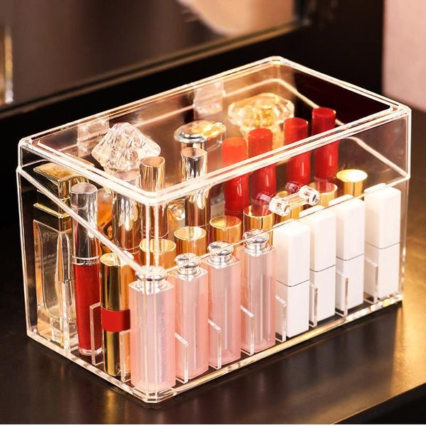 

bathroom storage & organization multi clear lipstick cosmetic brush box elegant lady makeup organizer plastic transparent cosmetics jewelry