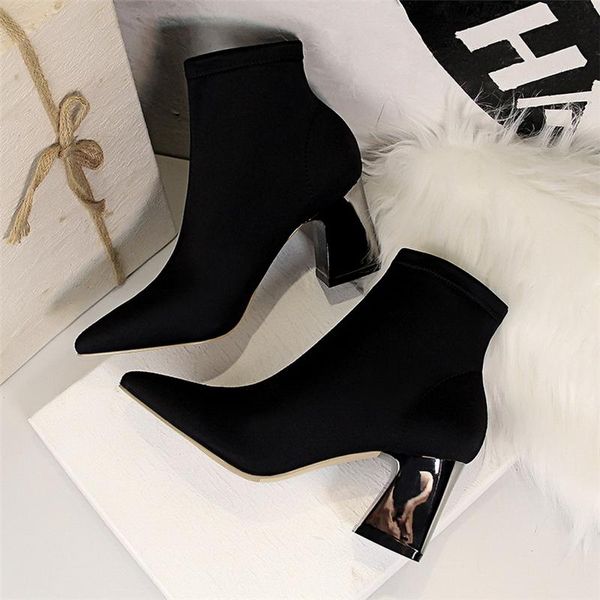 

boots 2021 women classical western block high heels pumps nightclub fashion black prom suede ankle low shoes