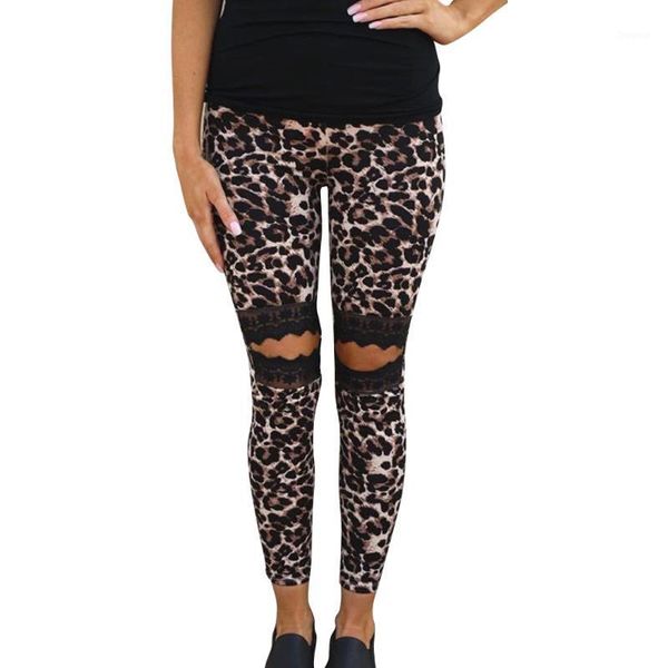 

women's pants & capris fashion women summer leopard print patchwork lace elastic high waist slim hips trousers for streetwear female cl, Black;white