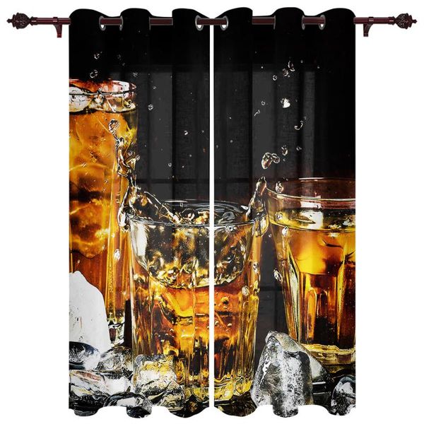 

polyester translucent curtains glass wine ice cubes pattern luxury for living room kitchen bedroom windows curtain & drapes