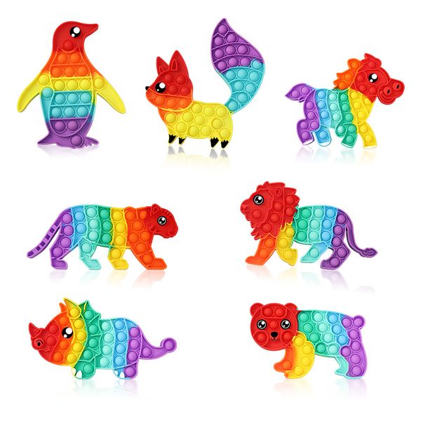 

push its pops fidget decompression toys about rainbow colors many kinds of animals-shaped characteristic popper bubble fingertip sensory toy